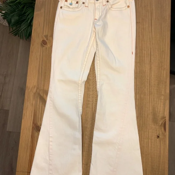 Vintage True Religion White "Joey" Low Rise Flare Stretch Jeans EUC - Picture 2 of 13